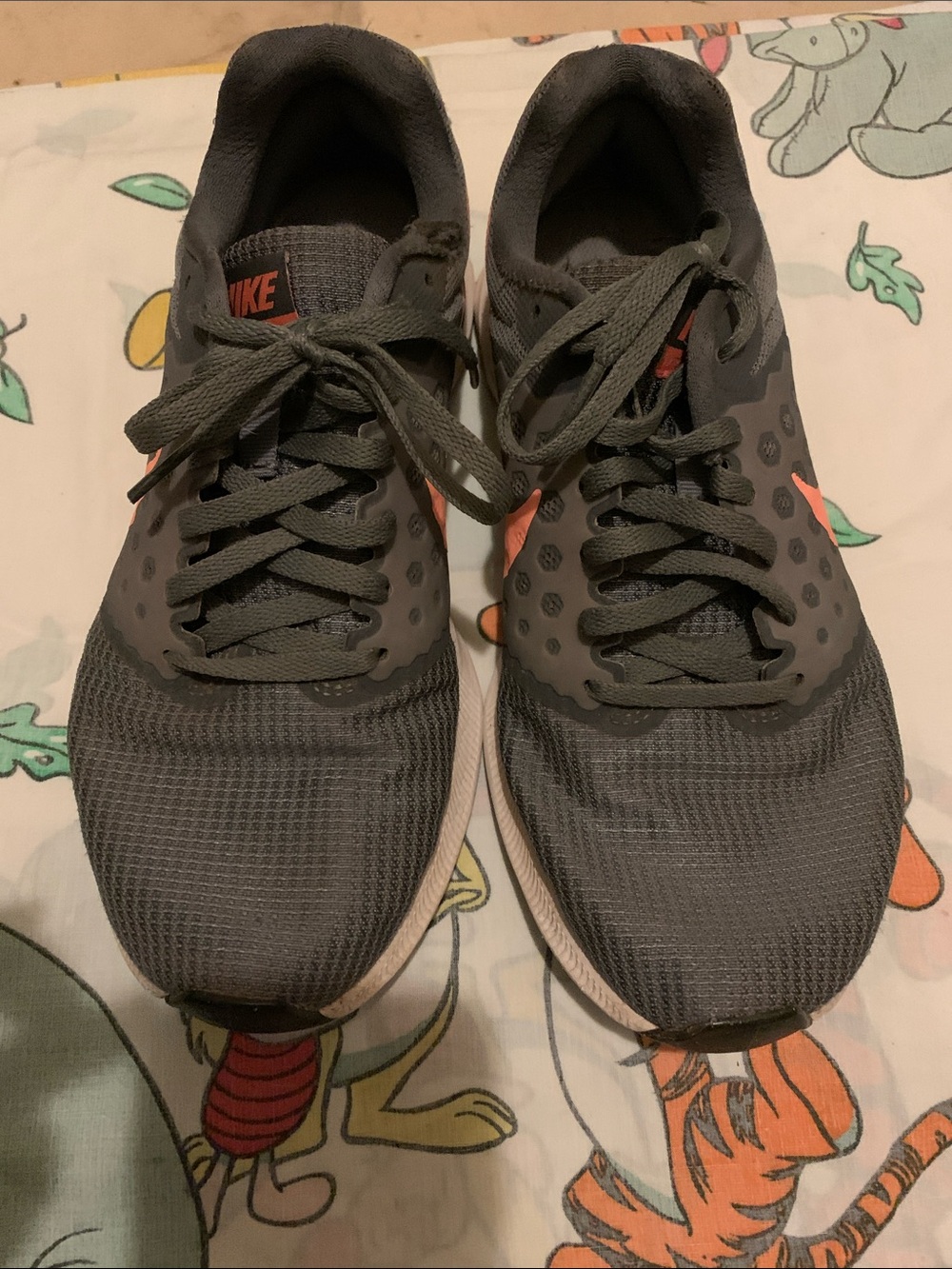 Nike Men's Gray Athletic Sneakers with Orange Swoosh